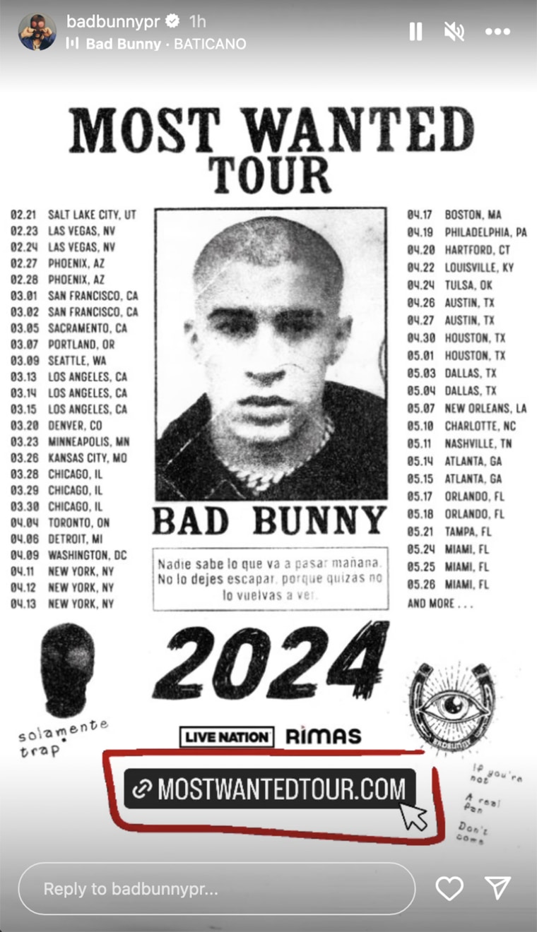 Bad Bunny 2024 Tour Dates