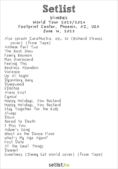 Blink-182 Tour Setlist 2024