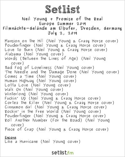 Neil Young Tour 2024 Setlist