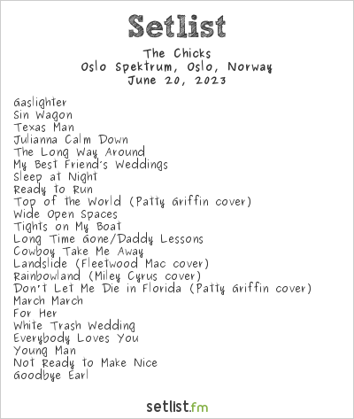 The Chicks Tour Setlist 2024